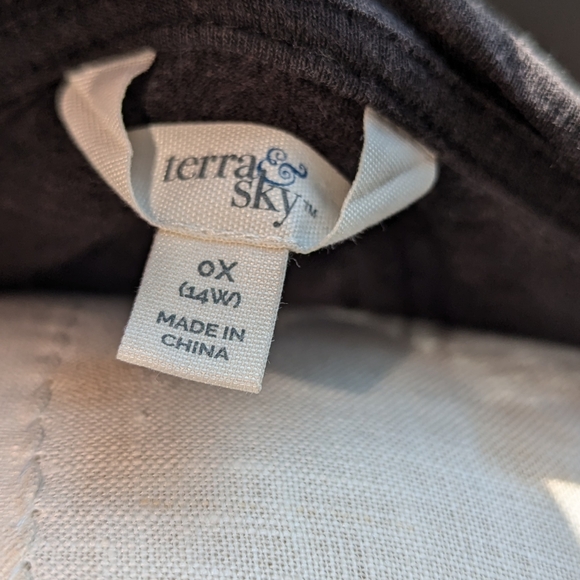 Terra & Skye charcoal gray V Neck flowy Tee in women's size 0X (14W) - Picture 3 of 3